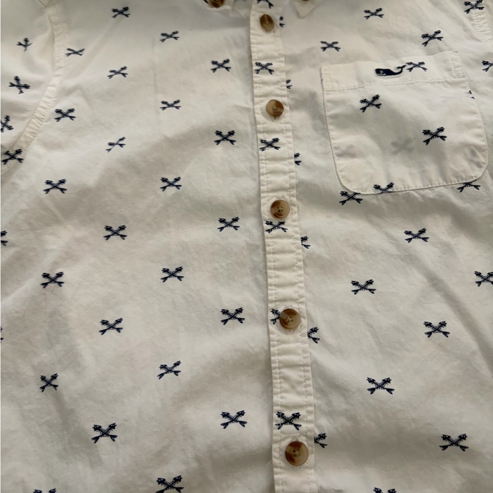 Vineyard Vines Kids' Cream Shirt with Navy Pattern - Picture 2 of 6